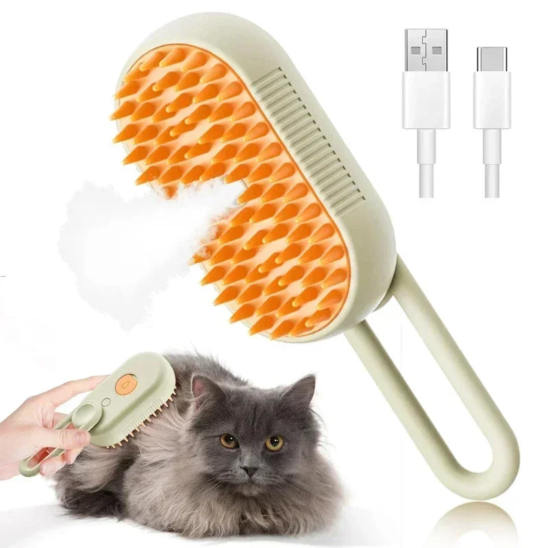 3 in 1 Cat Steam Brush Pet Spray Hair Removal Grooming Comb – 5 Colors