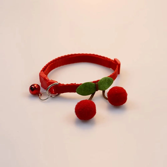 Cute Cherry Pet Collar with Bell, Adjustable - MyPetDollar.com