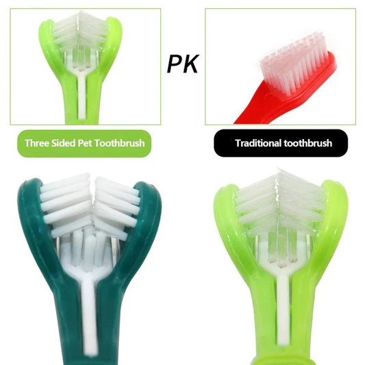 Three Sided Pet Toothbrush Three-Head - MyPetDollar.com