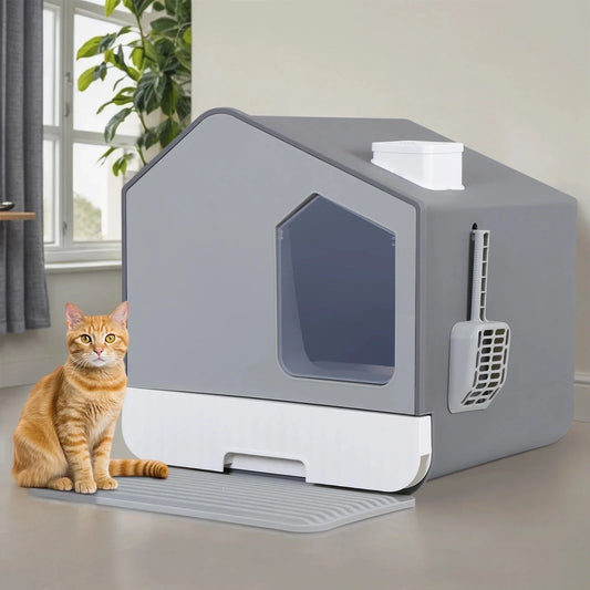 Extra Large Enclosed Cat Litter Box with Mat - MyPetDollar.com