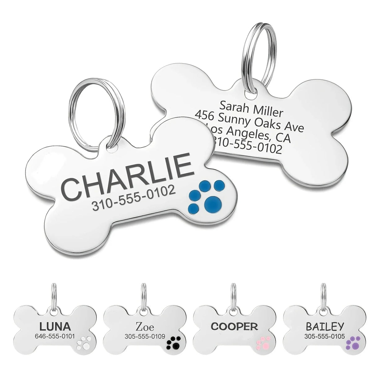 Customized Bone Shape Pet Surname Tag, - MyPetDollar.com