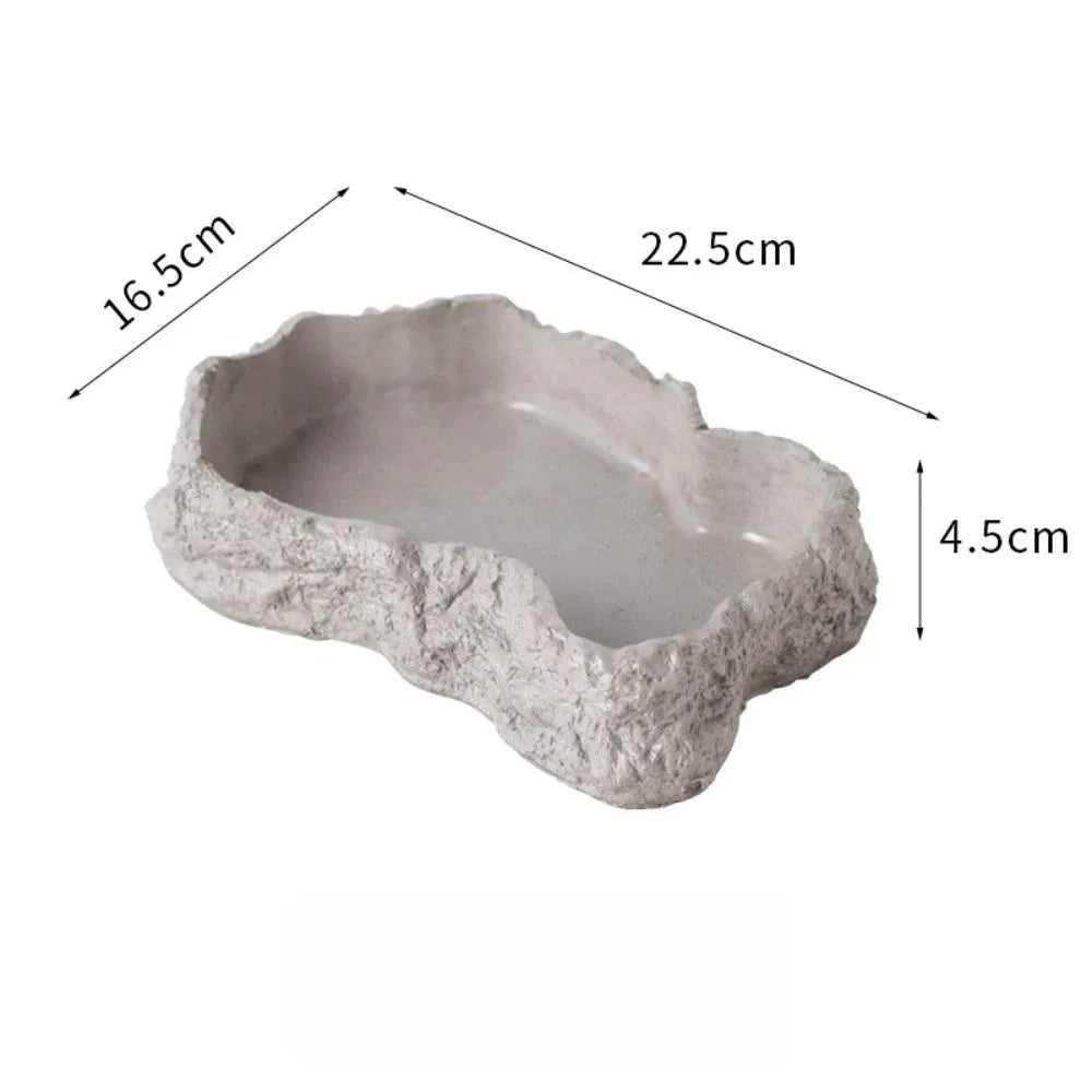 Simulated Rock Reptile Food Dish Multiple Size Anti Slip Base – 9 Colors