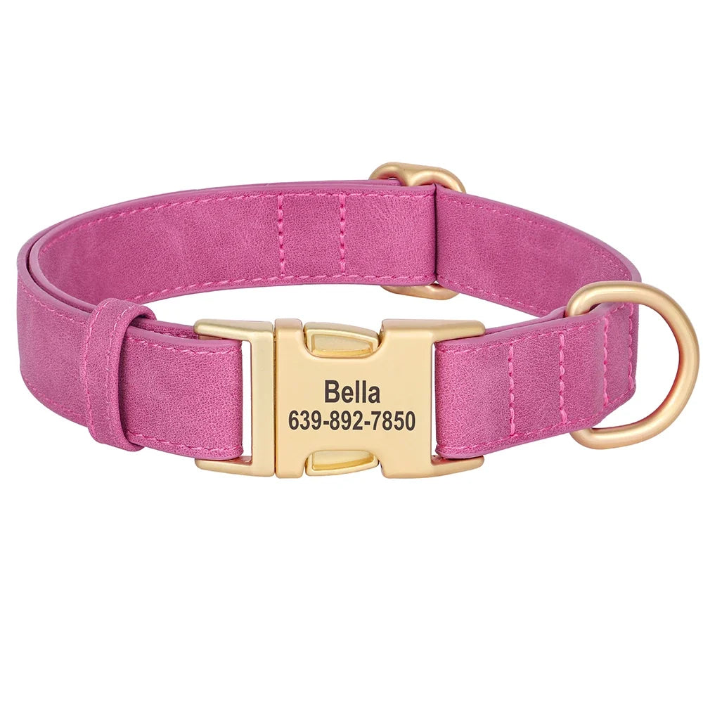 Personalized PU Leather Dog Collar Free - MyPetDollar.com