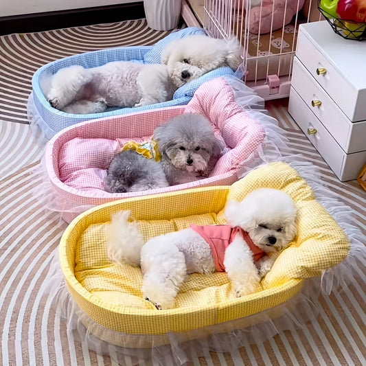 1set Cute Lace-Trimmed Pet Princess Bed For - MyPetDollar.com