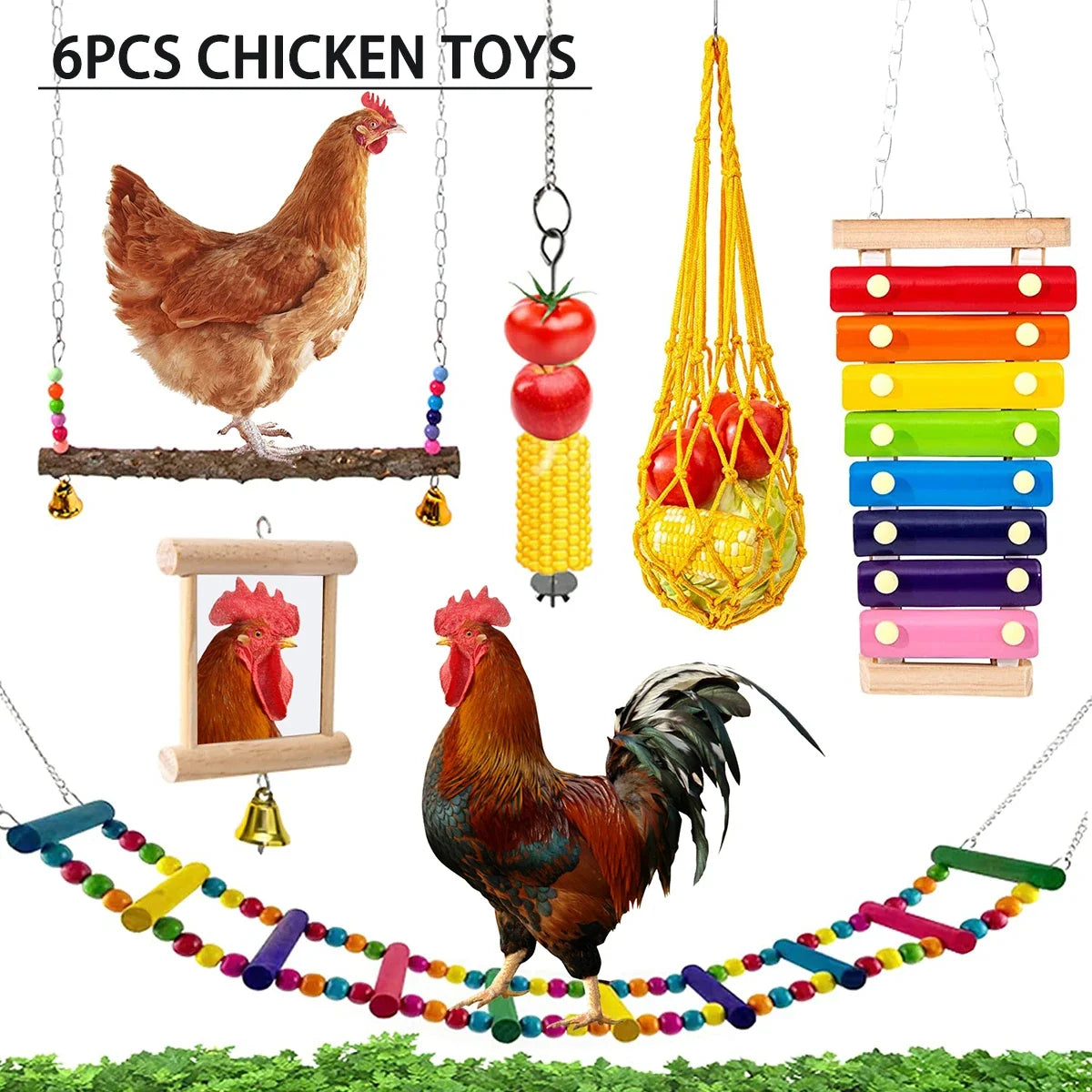 Chewing Foraging Toys Chicken Toys Set - MyPetDollar.com