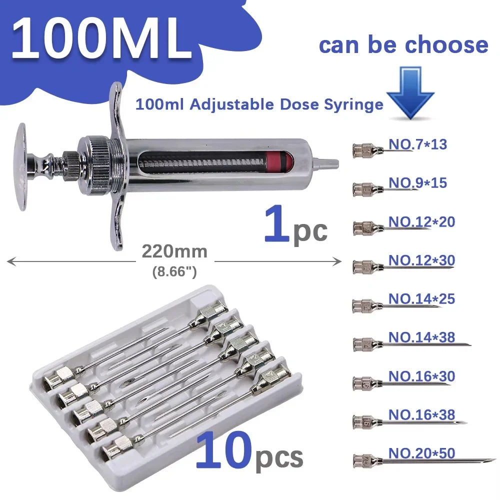 1Set 10-100ml Veterinary Tool Syringe - MyPetDollar.com