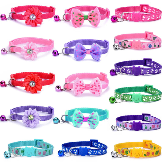 16 PCS Cute Cat Collars and Bells-Separate - MyPetDollar.com