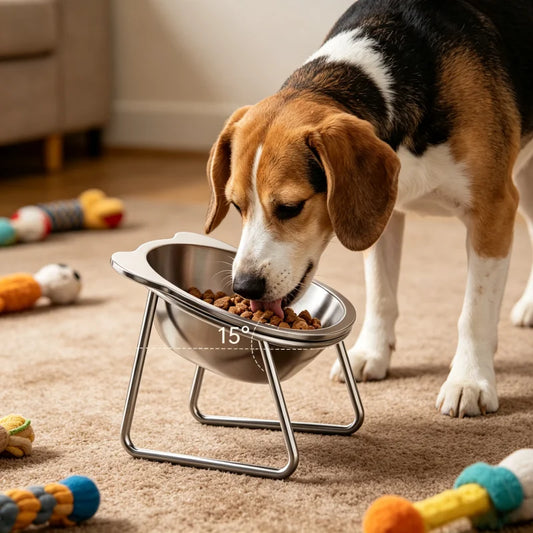 Dog Bowl 15° Tilted Elevated 304 Stainless - MyPetDollar.com