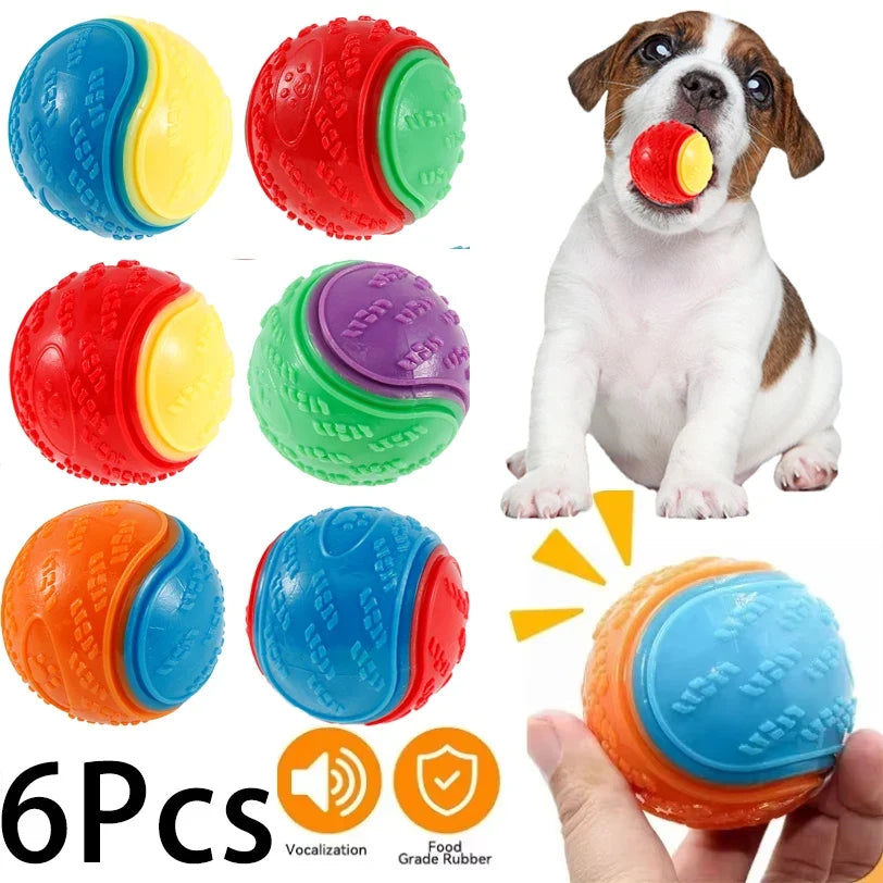 6Pcs Dog Squeaky Balls Toys Interactive Soft - MyPetDollar.com