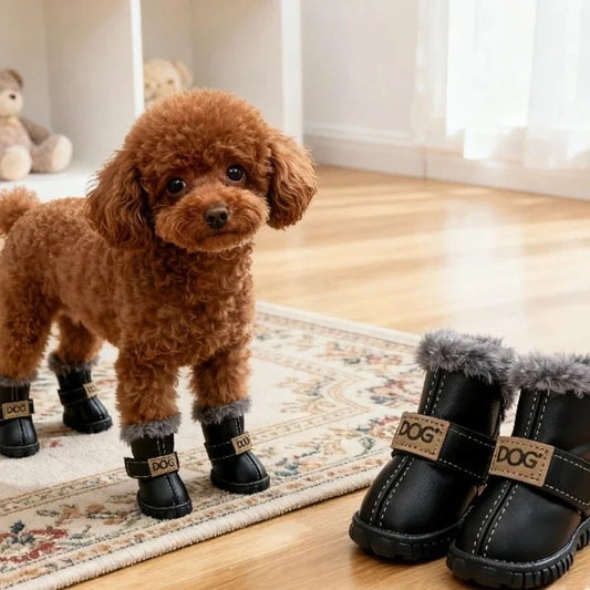 4Pcs Warm PU Dog Shoes Pet Winter Snow Boots - MyPetDollar.com