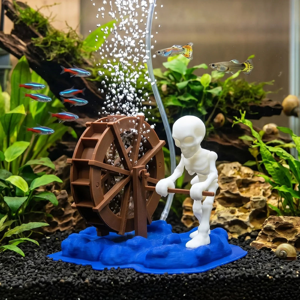 Air Driven Fish Tank Skeleton Ornament 3D - MyPetDollar.com