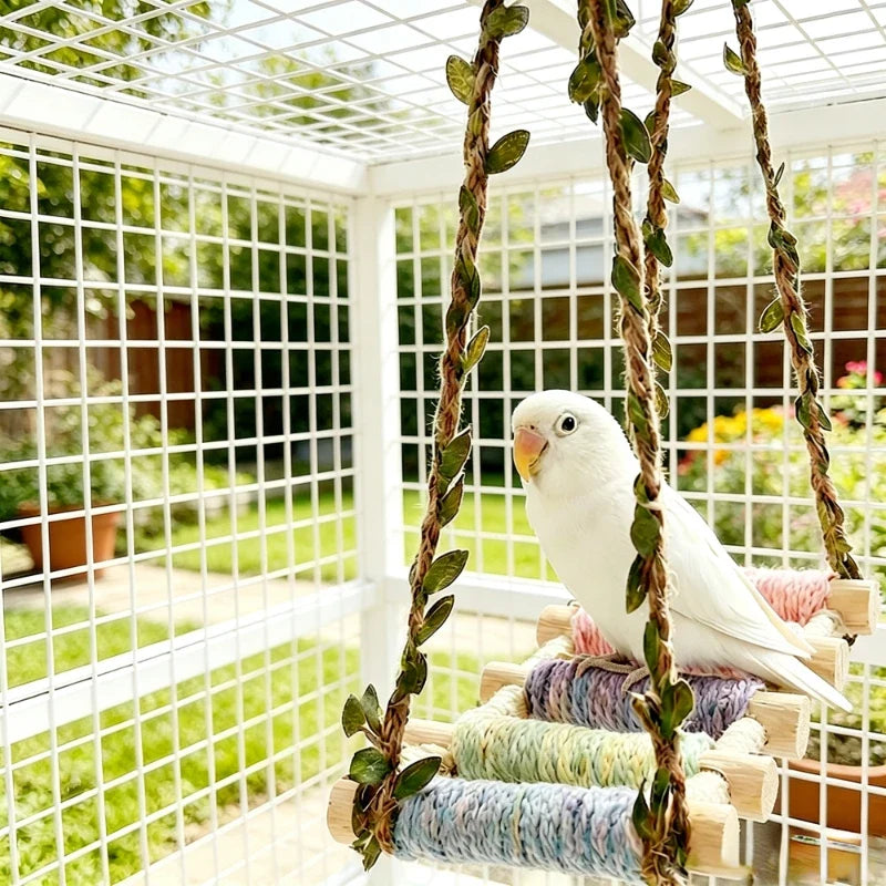 Hanging Wooden Pet Bird Swing with Cotton - MyPetDollar.com