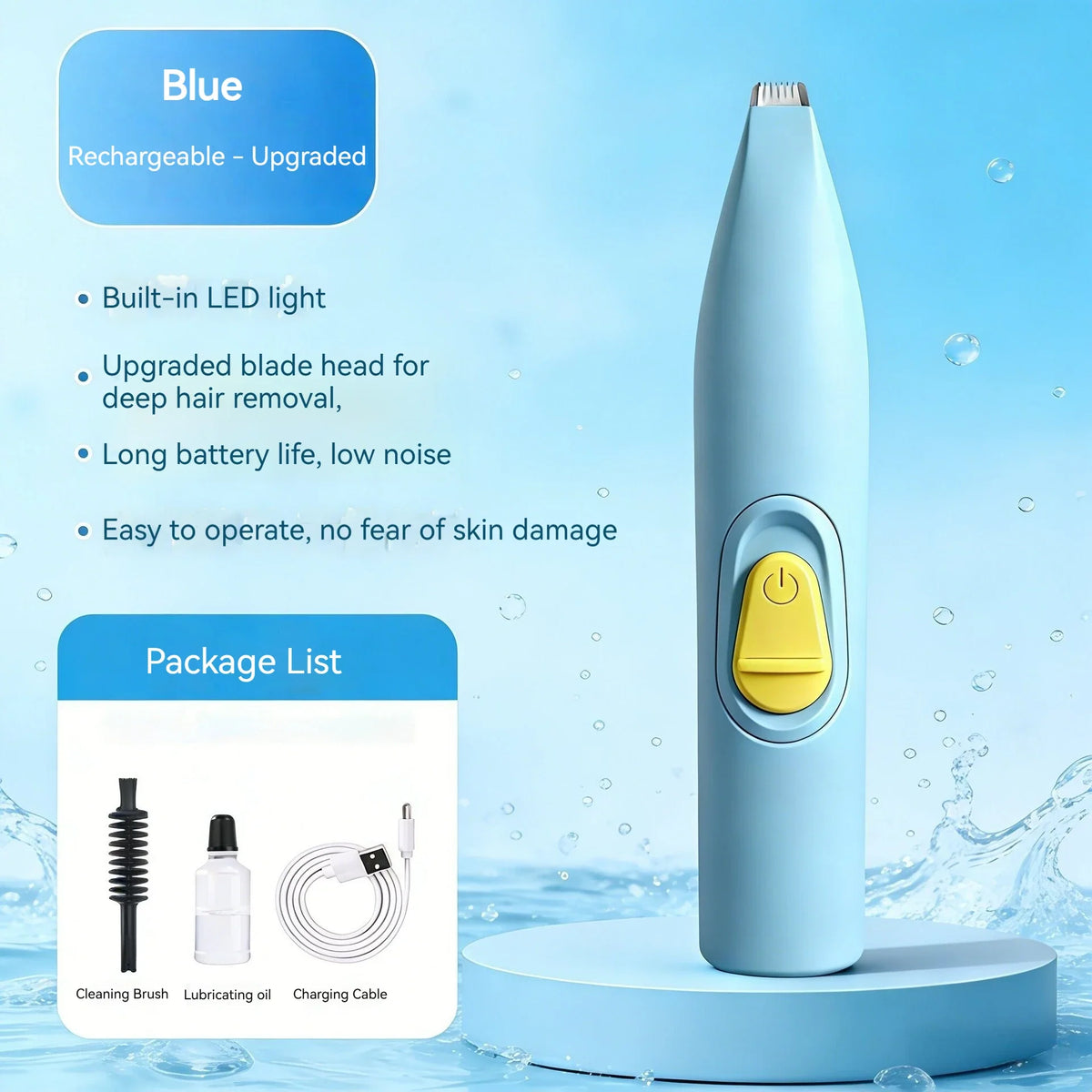 Dog & Cat Paw Hair Trimmer Low‑noise Electric Pet Foot Shaver