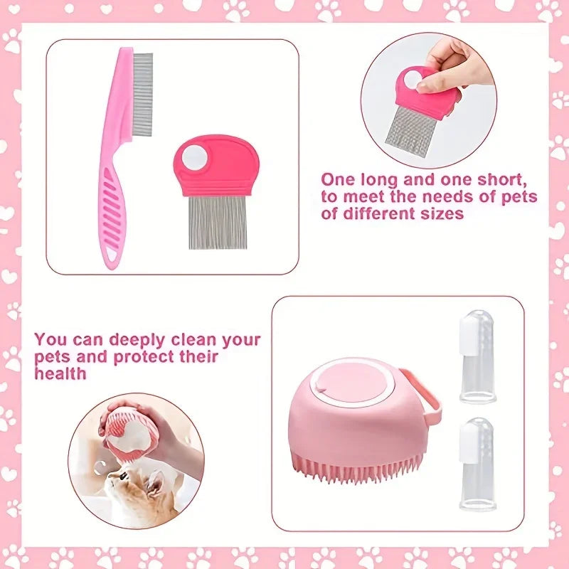 8Pcs Combo Set Cat Brush Beauty Kit with Pet - MyPetDollar.com