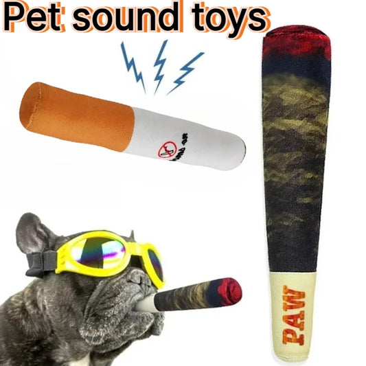 Funny Cigar Design Dog Plush Squeaky Toy - MyPetDollar.com