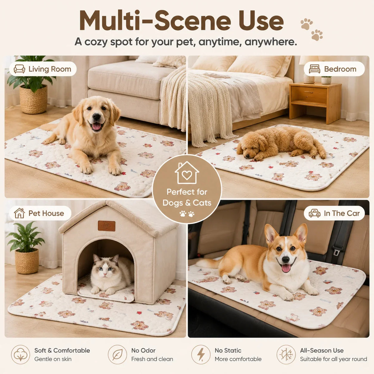 Soft Cotton Pet Mat Washable Dog Cat Bed Pad - MyPetDollar.com