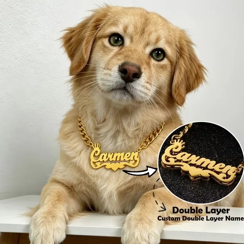 Custom Double Layer Pet Name Necklace 18K - MyPetDollar.com