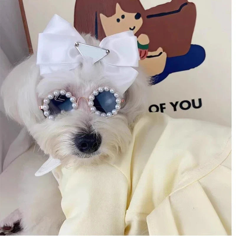 Luxury Glasses Pet Dog Pearl Sunglasses - MyPetDollar.com
