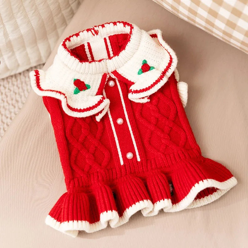Winter Pet Christmas Apparel Skirt Warm Sweater