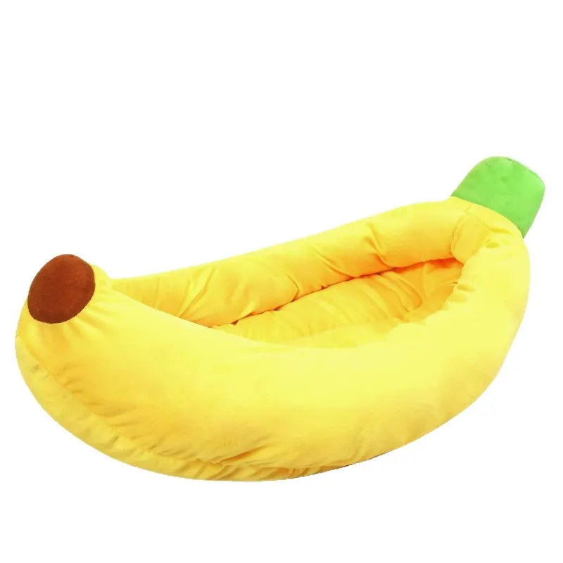 Yellow banana-shaped pet bed for dogs and cats – view 5