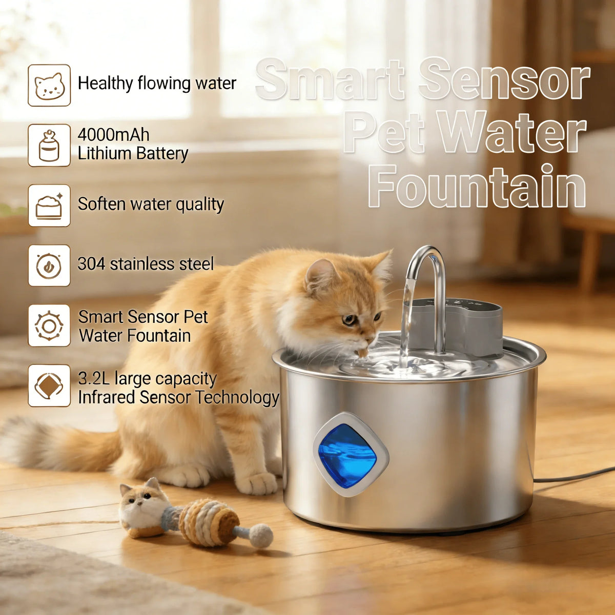3.2L Large Cat Water Fountain with - MyPetDollar.com