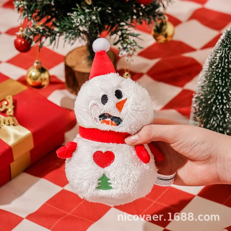 Pet Christmas Plush Sound Toy Thorn Bear Snowman Tree
