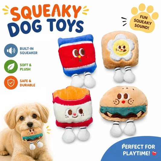 Squeaky Plush Dog Toys Cute Food Shape Puppy - MyPetDollar.com
