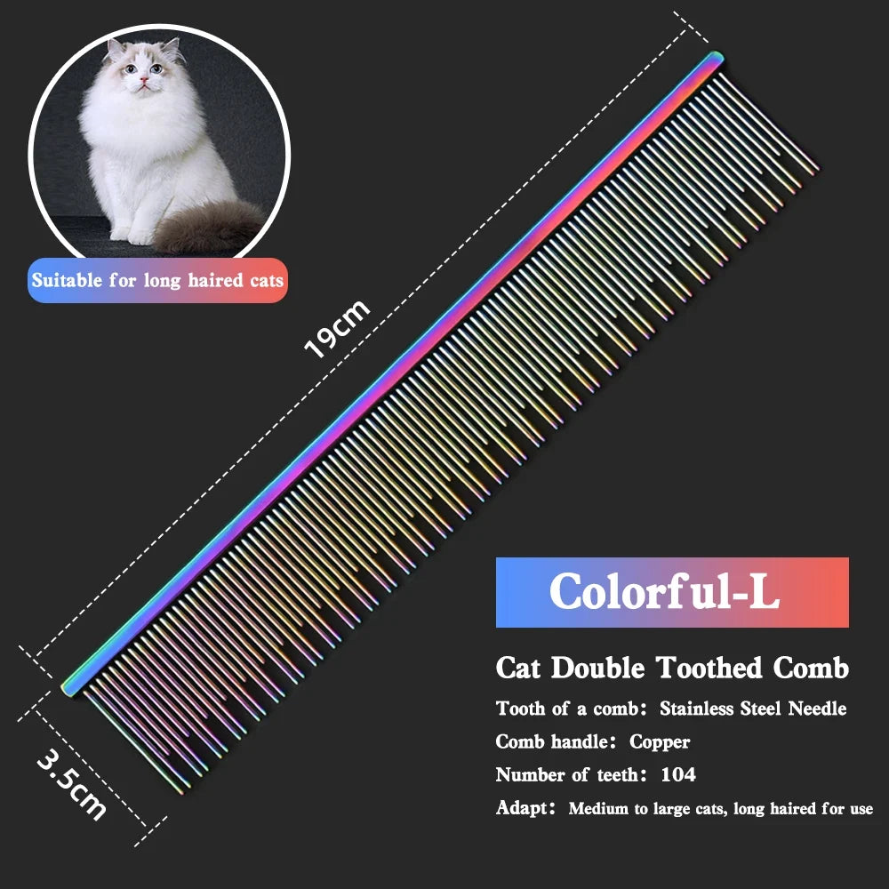 Multicolored Cat Specific Comb Long and Short Tooth Design – Cat Supplies