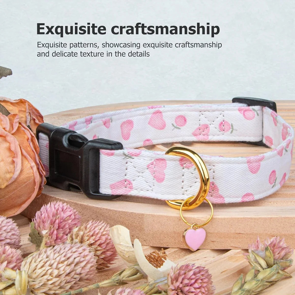 Solid Cotton Dog Collar Cute Heart And - MyPetDollar.com