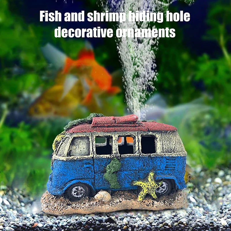 Aquarium Ornament Shaped Like Car Wreckage - MyPetDollar.com