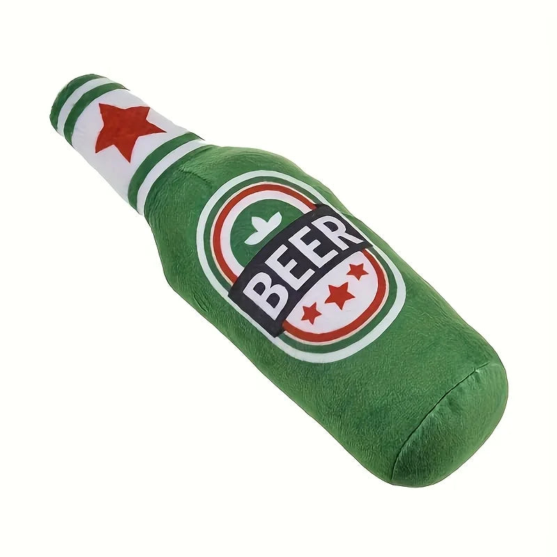 Interactive Realistic Beer Bottle Shape, Squeaking Dog Plaything