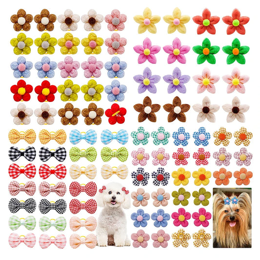 10/20pcs Flower Shape Dog Hair Bows Dog Bow - MyPetDollar.com