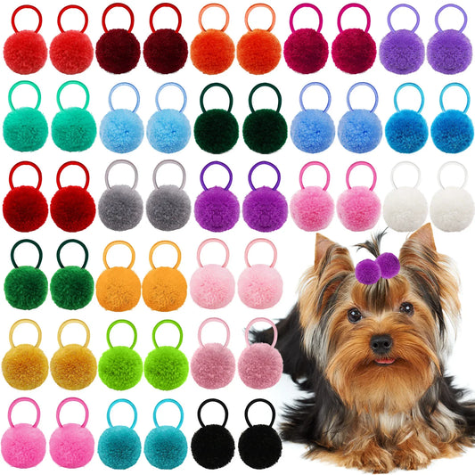 10/20/30PCS Ball Shape Dog Bows With Rubber - MyPetDollar.com
