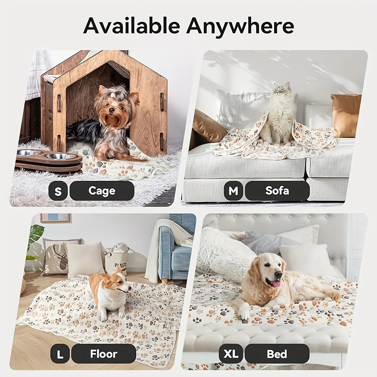 Flannel Pet Blanket Cute Dog Paw Print - MyPetDollar.com