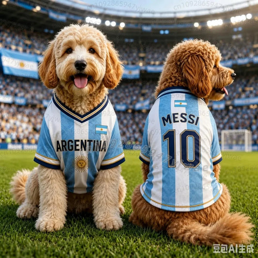 2026 Cat Dog Soccer Jersey Argentina Flag - MyPetDollar.com