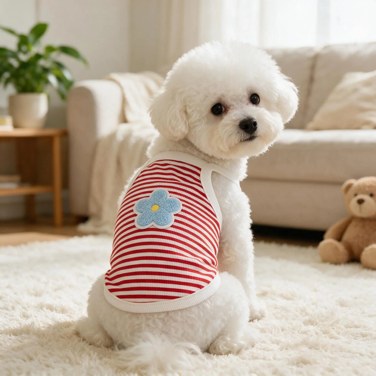 Ribbed Dog Sleeveless Tank Top, Red - MyPetDollar.com
