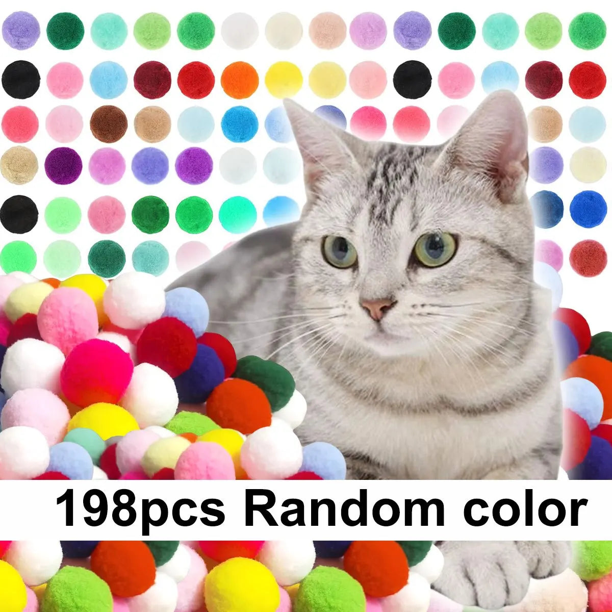 Durable 98 3cm Colorful Plush Cat Teaser Toy