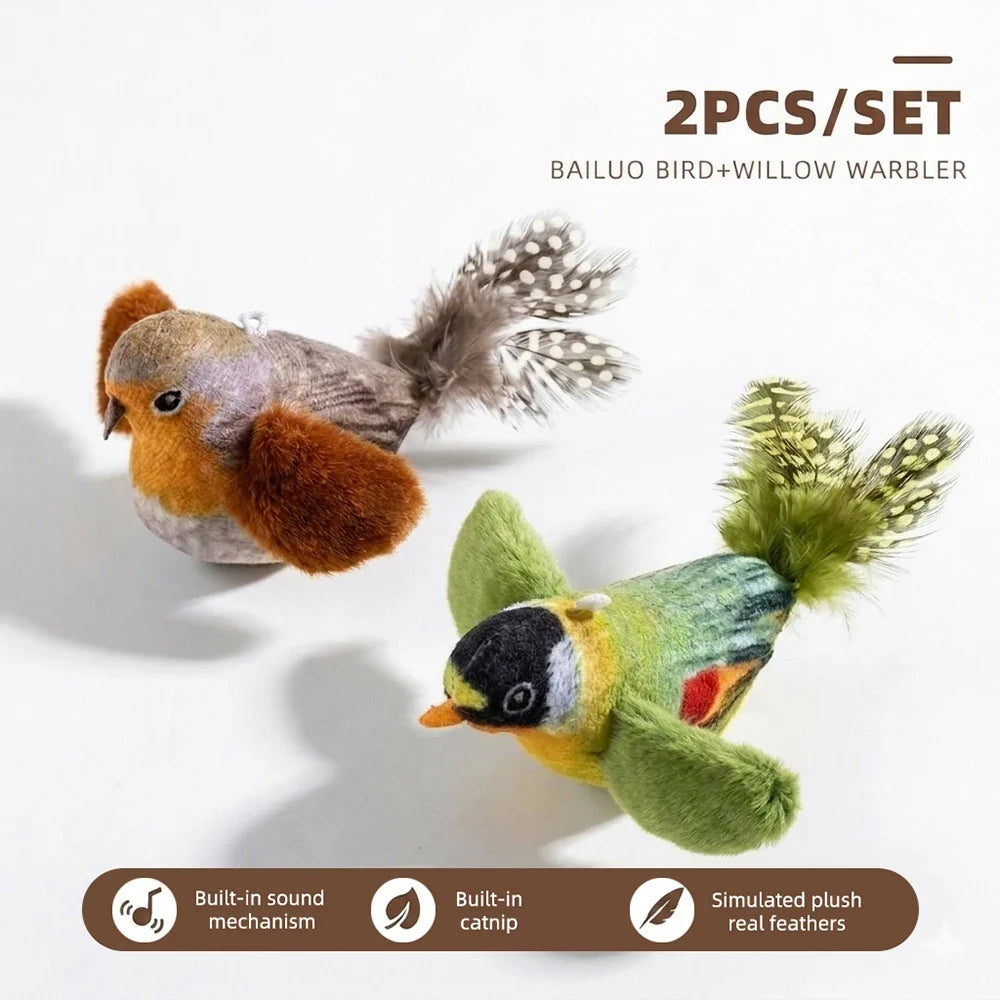 Indoor Interactive Birds Plaything for Cat Chasing Teasing Sounding – 7 Colors