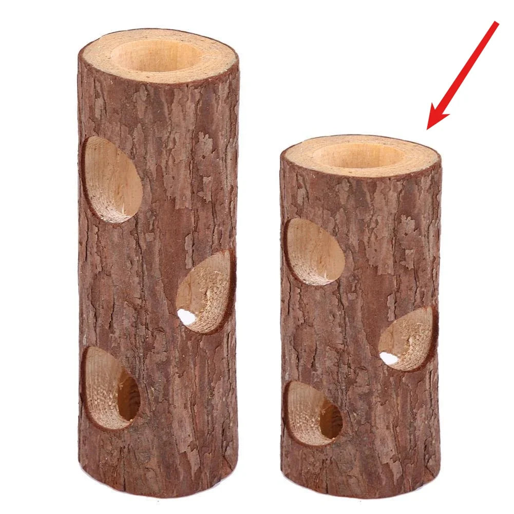 Wooden Animal Tunnel Exercise Tube Chew Plaything – Small Pet Supplies