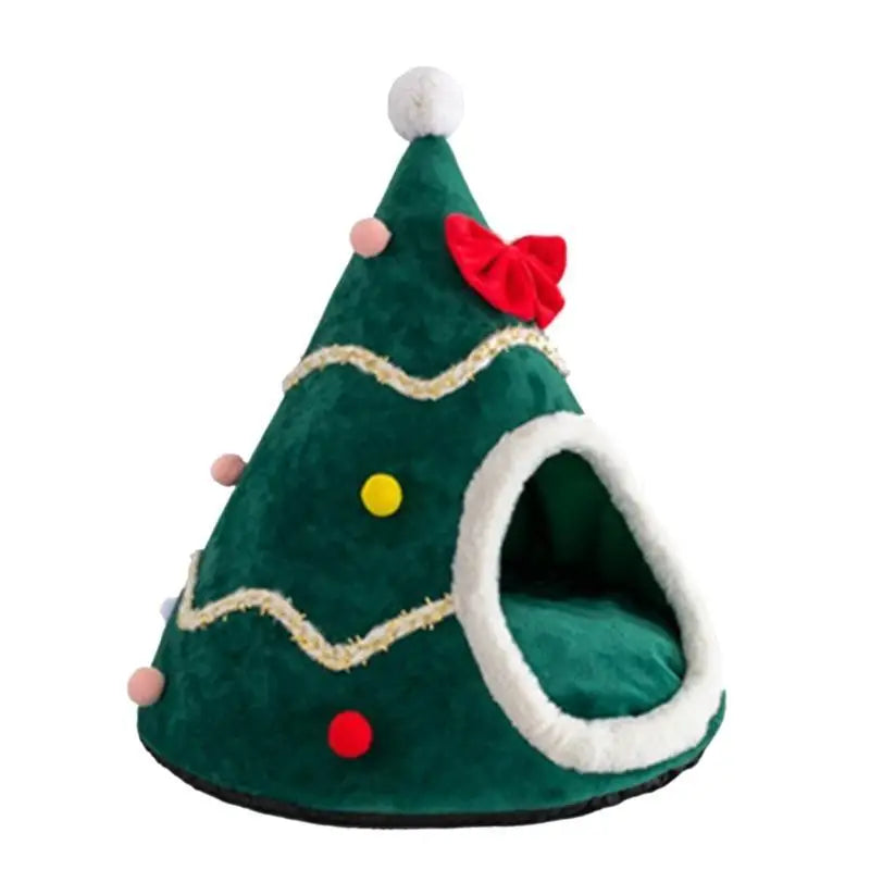 Warm G6kf Christmas Tree Shaped Pet Home with Removable Cushion