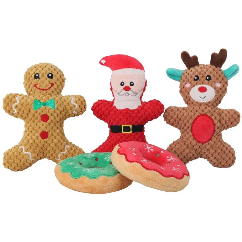Interactive Christmas Dog Plush Squeaky Toys – 7 Colors
