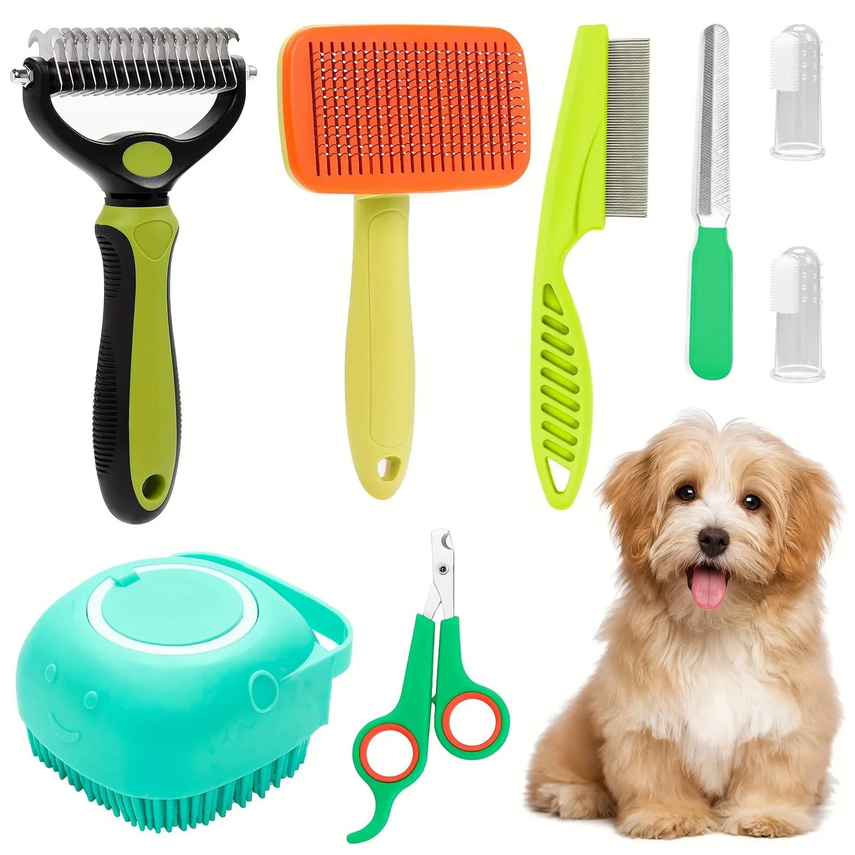 Combo Set Cat Grooming Brush Beauty Kit with Pet Nail Clippers