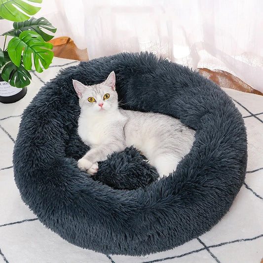 Calming donut pet bed in long plush – view 2