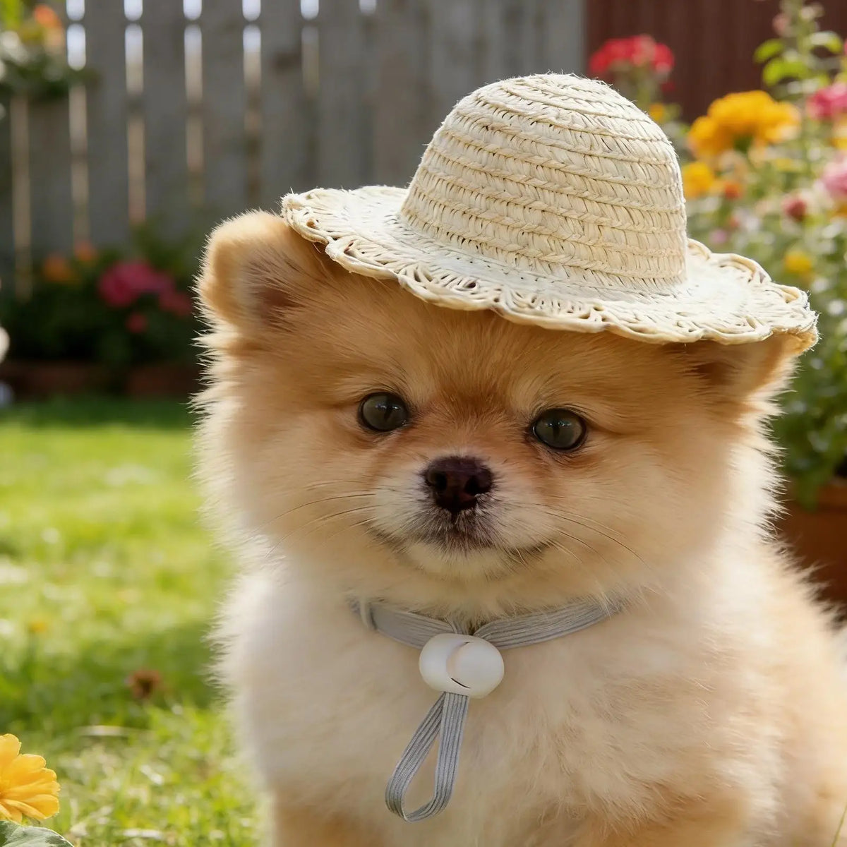 Dog Straw Hat Cute Adjustable Pet Woven Hat - MyPetDollar.com