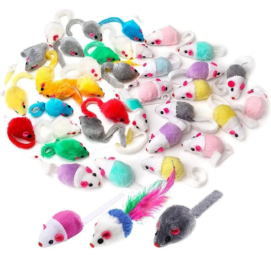 10/20/50pcs Cat Feather Mouse Toys - MyPetDollar.com