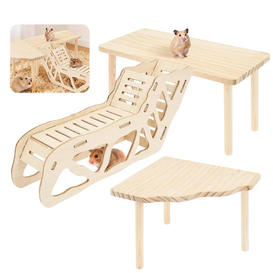 3Pcs Hamster Platform Natural Wood Hamster - MyPetDollar.com