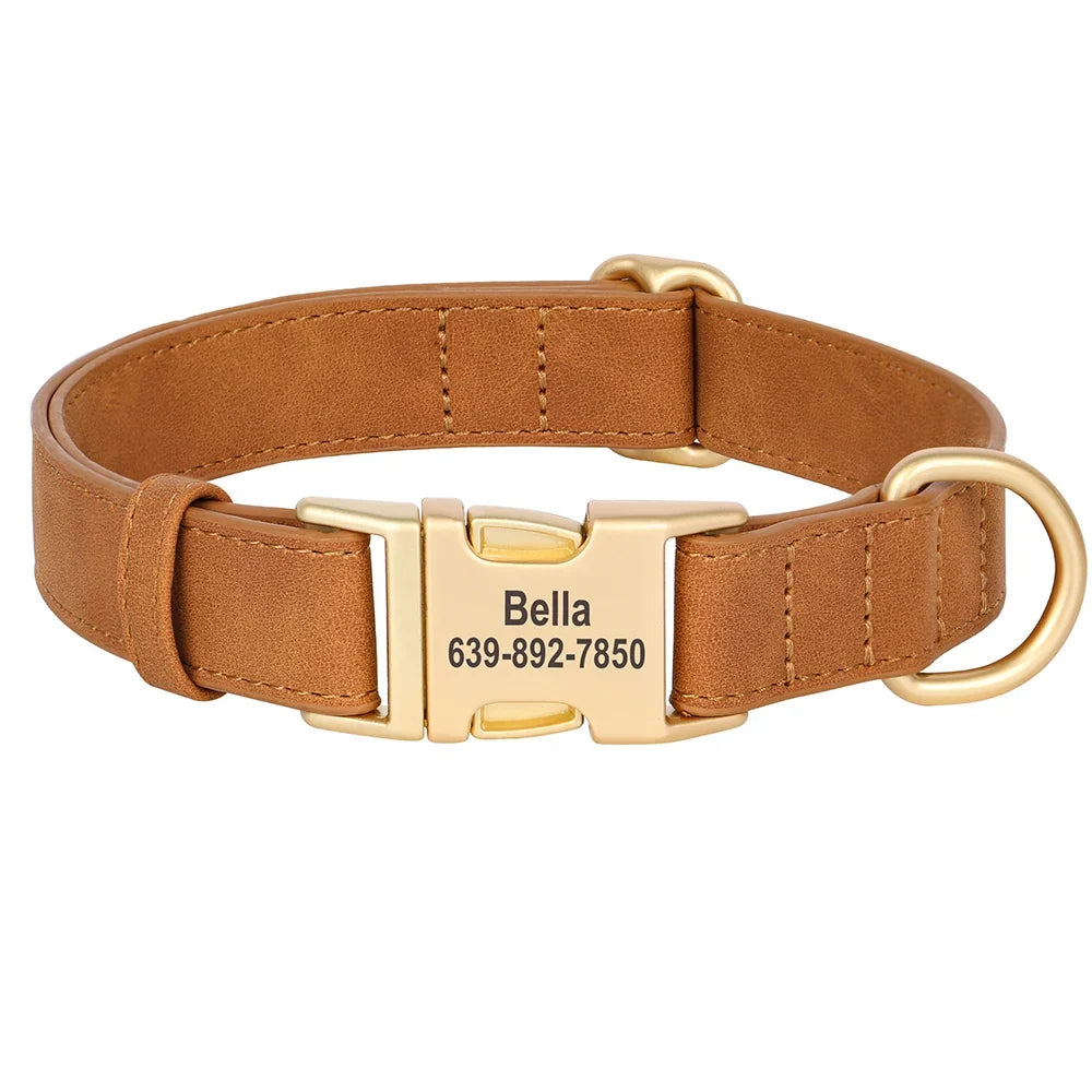 Personalized PU Leather Dog Collar Free - MyPetDollar.com