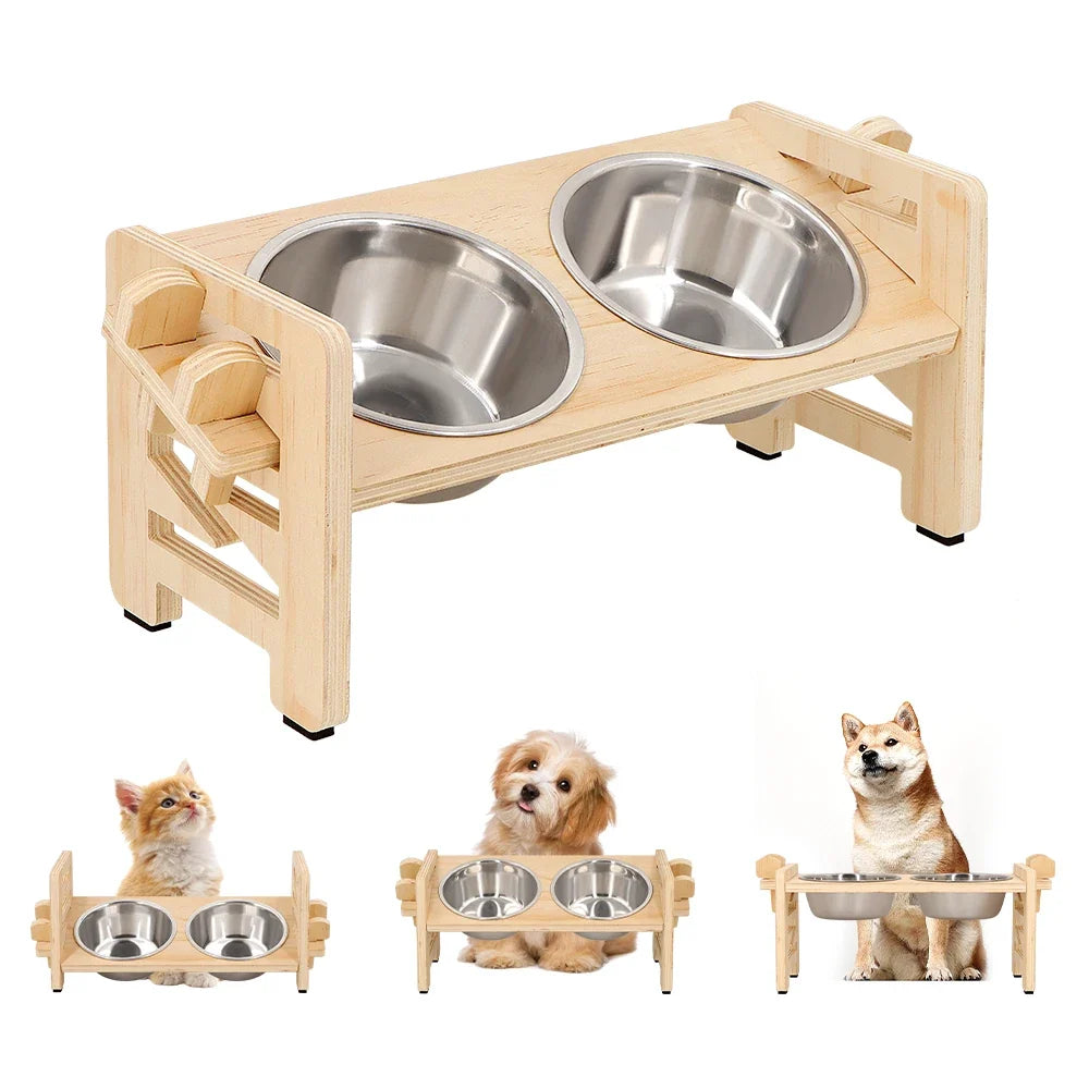 Elevated Small Toy Dog Cat Bowls Tilted - MyPetDollar.com