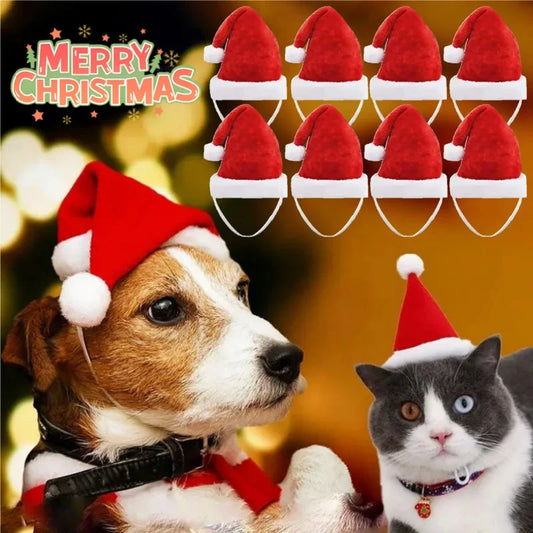 Christmas Pet Santa Hat Red Plush Soft - MyPetDollar.com