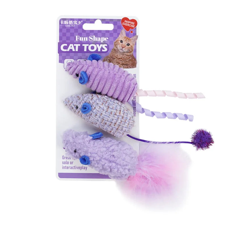 Cat Toys Plush Simulated Mouses Biting Sound Squeaker – 4 Colors